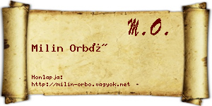 Milin Orbó névjegykártya